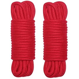 WYSUMMER Soft Rope Cord, 2Pcs 10 M/33 Feet 8 MM All Purpose Cotton Rope Craft Rope Thick Cotton Cord (red)