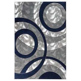 GLORY RUGS Area Rug Modern 2x3 Navy Circles Geometry Soft Hand Carved Contemporary Floor Carpet Fluffy Texture for Indoor Living Dining Room and Bedroom Area