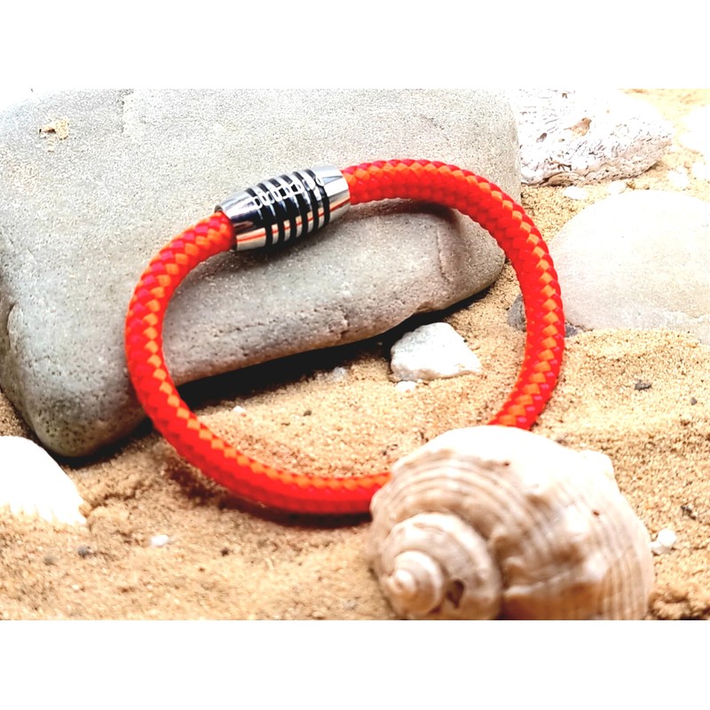 Bracelet "Orange Stripes" Made of Colour-Intense Paracord Sailing Rope with