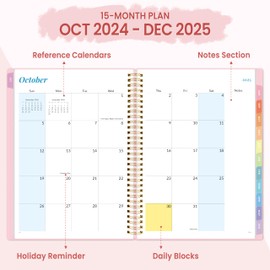 2025 Planner, Annecy Weekly ＆ Monthly Planner 2025, Jan. 2025 – Dec. 2025, 8.5" x 11" Monthly Agenda Planner with Tabs, Waterproof Flexible Cover, Spiral Binding, Double-sided Pocket, Bookmark, Pink