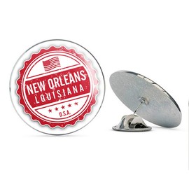 New Orleans City USA Grunge Rubber Stamp Round Metal 0.75" Lapel Pin Hat Shirt Pin Tie Tack Pinback