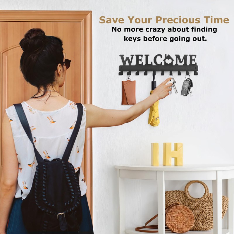 Minicoco Key Holder for Wall Metal Welcome Key Hooks Holder