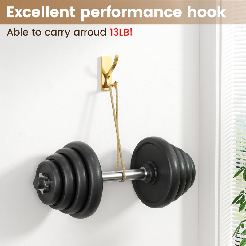 Josmimic Gold Self Adhesive Towel Hooks, Extra Sticky and Strong