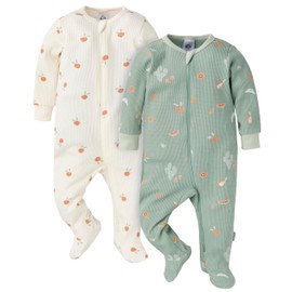 Gerber Baby Unisex 2-Pack 2-Way Zip Thermal Footed Sleep 'N Play, Desert Fruit, 0-3 Months
