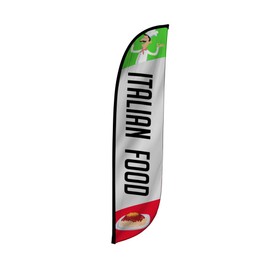 LookOurWay Feather Flag Banner - 12 Feet Tall Advertising Flags for Outdoor Business and Events Promotion - Swooper Flag Only - Food & Restaurant Flags - Italian Food (10M1200135)