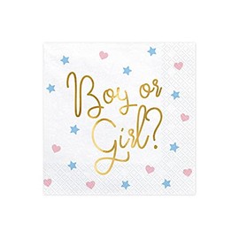 Napkins Baby Shower Party Boy or Girl in Pink, Blue & Gold/Baby Shower/Birth Boy & Girl/Pregnancy & Birth/Gender Napkins (20 Napkins)