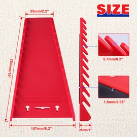 LEONTOOL 4Pack Magnetic Wrench Organizer for Tool Box, 48 Slots Wrench Rack Tool Trays for SAE(1/4"- 1-1/16") and Metric(6mm-24mm) Wrench Storage, Wrench Holders Combination Wrench Organizer, Red&Blue