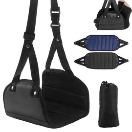 Airplane Footrest, Pack of 2 Airplane Footstool, Hanging Footstool Foot Hammock, Portable Travel Footrest for Office, Dorm, Aeroplane Relaxation (Blue, Black)
