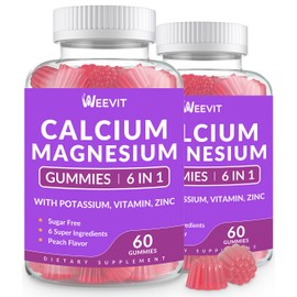 Sugar Free Calcium Gummies w/Vitamin D3 K2, Calcium Magnesium Zinc Gummies for Bone, Muscle & Immune, Algae CA Magnesium 2:1 Ratio Calcium Supplement for Women & Men - Vegan