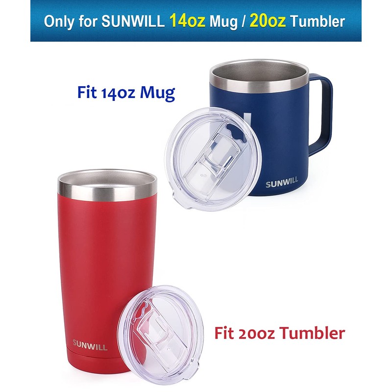 Lid for SUNWILL 14oz Mugs and 20oz Tumblers Only, Spill