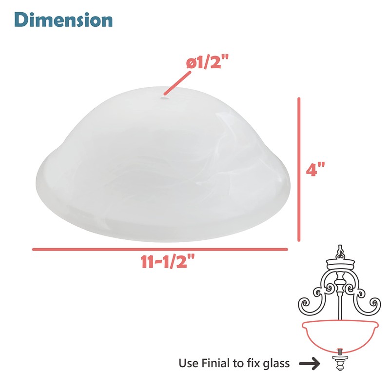 Aspen Creative 25002-65-1 Replacement Alabaster Glass shade for Flush Mount