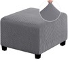 HJLRR Square Ottoman Cover, Stretchy Thick Soft Jacquard Fabric Footstool
