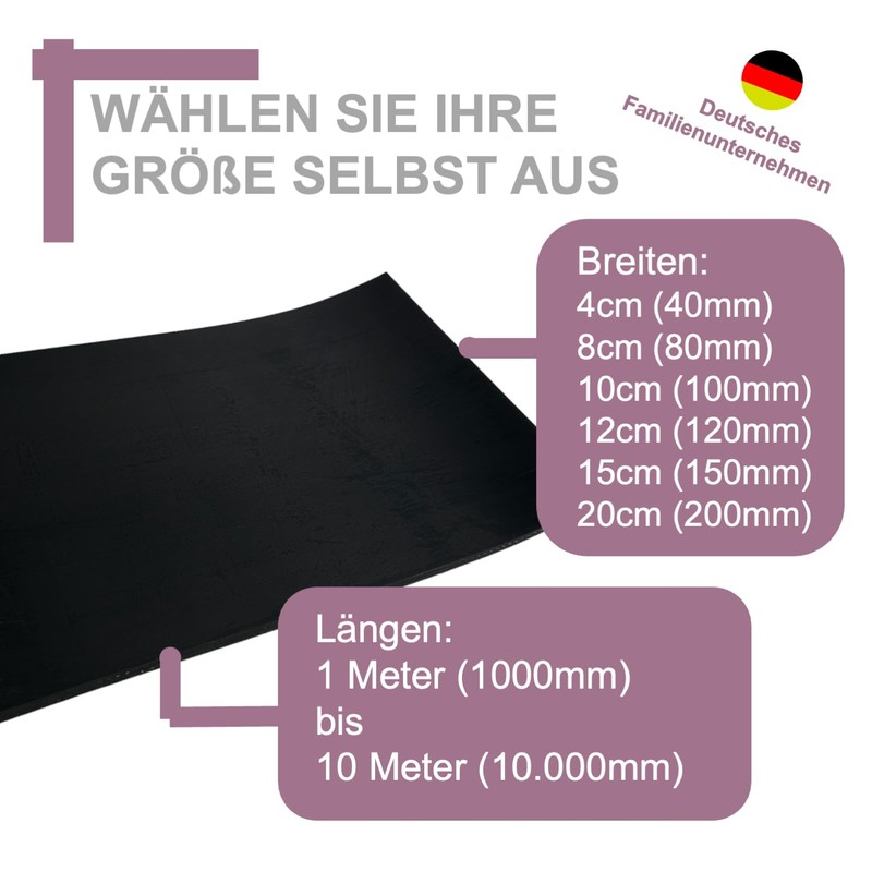 Rubber Strips with Fabric Insert - Thickness 3 mm in