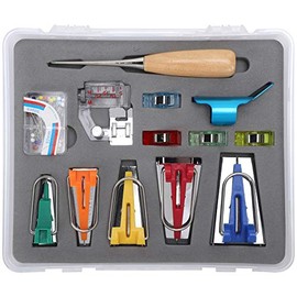 Kit de Herramientas para Cinta al Bies, Prensatelas Manual y Accesorios, 5 Tamaños para Acolchar y Costura