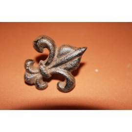 Pack of 10 Cast Iron Fleur De Lis Knobs Cabinet Drawer Pulls Cast Iron Vintage Look, 2", Volume Priced, F-8