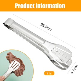 Kitchen Tongs-304 Easy to Clean-Food Safe Stainless Steel Cooking Tongs,Salad,BBQ,Serving,Frying Tongs Utensils,Kitchen Gift etc,Easy Grip Best Sturdy Tongs,Non Stick.(1, 23.5 * 4.5 cm)