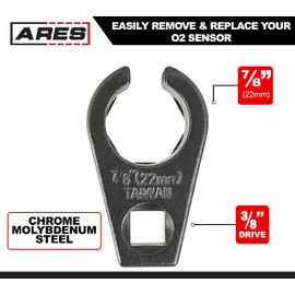 ARES 70039-3/8-Inch Drive by 7/8-Inch (22mm) Offset Oxygen Sensor Socket - Wire Gate Accesses Sensor from Side, Preventing Damage to Wires