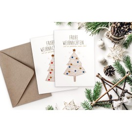 Christmas Cards with Envelopes Made of Kraft Paper – Pack of 20 (Finished) | Premium Christmas Card Set Simple & Elegant | A6 Exclusive Folding Cards with Envelope Set Business Company Team Modern