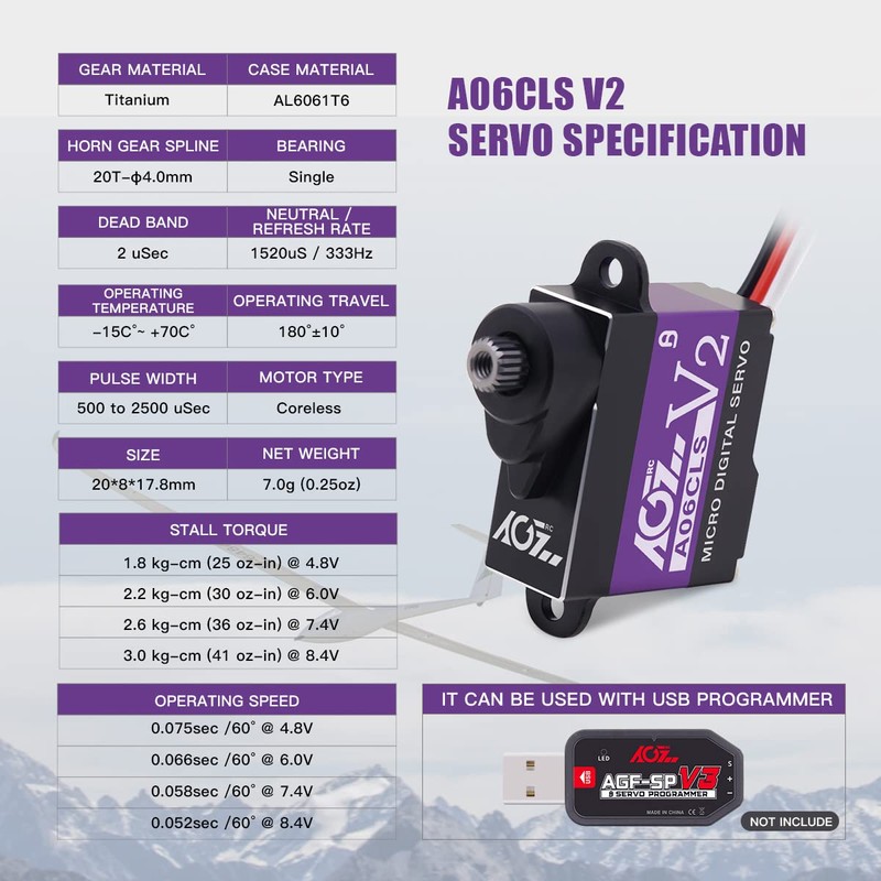 AGFRC Mini-Z-Car Micro Steering Servo - 6g High Speed Full