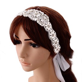 Chic Diary Women's Crystal Wedding Sash Bridal Belt Waist Belt Hair Band -