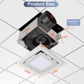 Gaciban Bathroom Exhaust Fan with Light, 110 CFM Bath Ventilation Fans with 1200lm LED Light 3CCT Selectable, Quiet 1.0 Sone Ceiling Mount Vent Fan Light Combo for Home/Bath/Offic/Warehouse