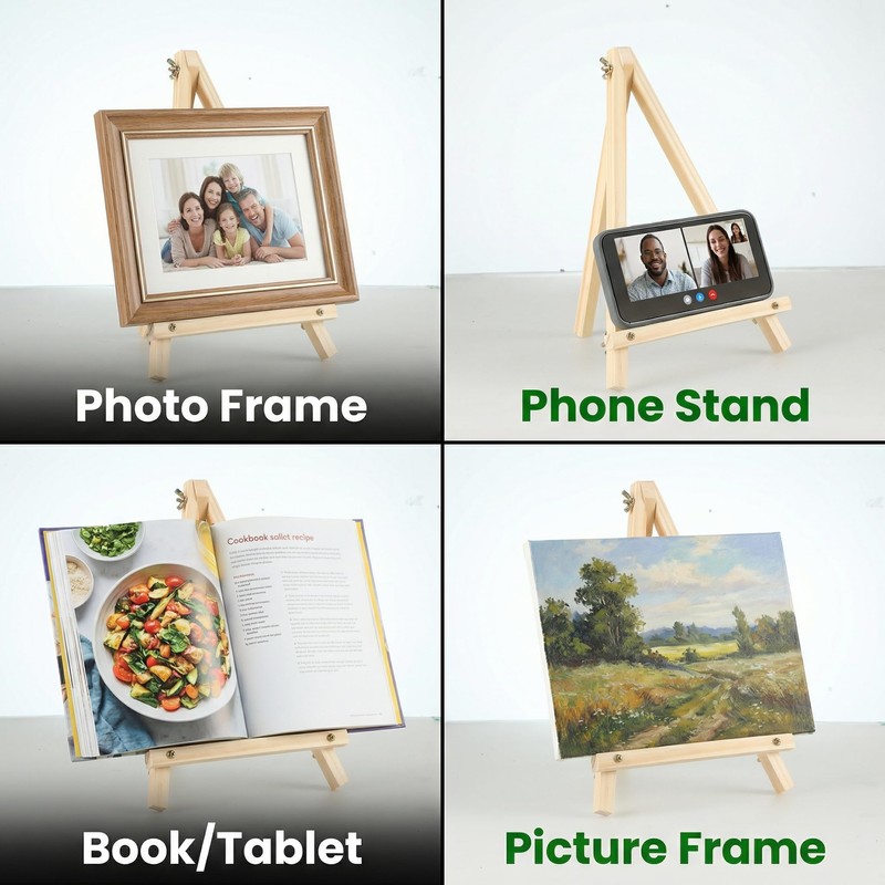 4 Pack Tabletop Wooden Easels, 11.8 Inch Adjustable Foldable