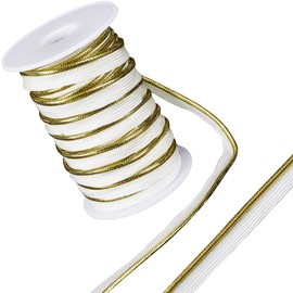 GORGECRAFT 20 Meters Gold Piping Trim with Metallic Lip Welting 12mm Wide Bias Tape Cord Edge Trim Ribbon for Sewing Clothing Pillows Lamps Draperies Home Decor Upholstery