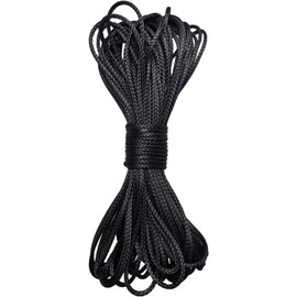 12 Strand Braided Dyneema Rope -3mm 700kg Fracture Strain - Suitable for Tents, Kiteboarding, and Other 65 feet (Black)