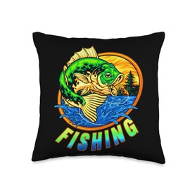 Angler, Fischer, Angel Fish Fish Outifts And Gifts Angel, Angler Fisherman Outfit Bass Fishing Throw Pillow, 16x16, Multicolor