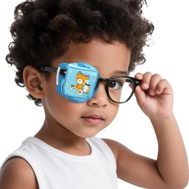 VICHERIA Eye Patches for Kids, Boy Girl Eyes Patch for Glasses, Medical Patch for Kid with Lazy Eye (Blue Bear, Right)