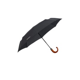 SAMSONITE Wood Classic S - 3 Section Auto Open Close Crook Folding Umbrella, 33 cm, Black (Black)