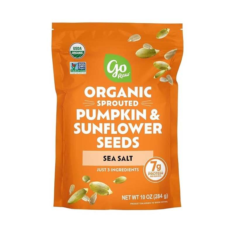 2 Pack Go Raw Organic Sprouted Pumpkin & Sunflower Seeds,