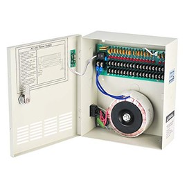 EVERSECU 18 Channel AC 24V 10 Amp Reset Fuse CCTV AC Distributed Power Box with AC Plug and Lock for Security Cameras, DVRs, CCTV Power Supply