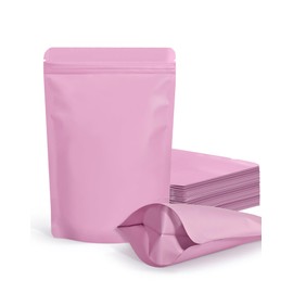 100 Pack Resealable Stand Up Bags,Smell Proof Pouch Sealable Foil Pouch Bags for Packaging (Pink, 3.5" x 5.1")