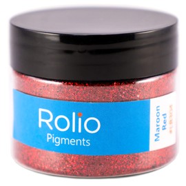 Rolio Holographic Craft Glitter - Pure Glitter - Cosmetic Grade Glitter for Resin, Makeup, Face & Body Art, Craft Supplies, Nail Decoration - One Jar - 28 Grams - 1/128" to 1/64" Size - Maroon Red