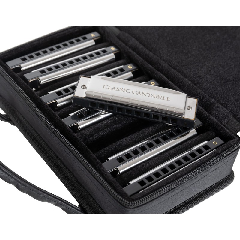 Classic Cantabile AHBS-7 Alabama Blues Harmonica 7 Harmonica Set -