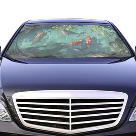 TXWWXT Car Sun Shade for Koi,Universal Fit Windshield Sunshade for Cars, SUVs, UV Protection & Heat Resistant Foldable Automotive Sun Shield,Summer Accessories Cute Cartoon Funny 59"x27.5"