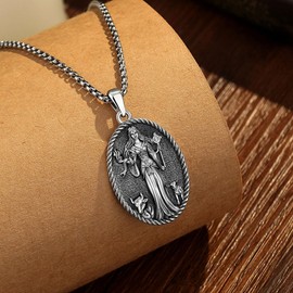 EUDORA Sterling Silver S925 Celtic Brigid Goddess Necklace for Women, Vintage ST Brigids Cross Saint Brigid of Kildare Necklaces Pendant Oxidized Jewelry Gifts for Women, 20"+2"