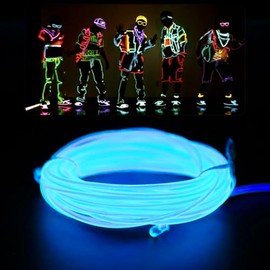 Purplecrystal Cable de Luces de Neón EL, Mascara LED Decoración Lampara, 5m/16ft Tira de Luz para Navidad, Año nuevo, Bricolaje, Fiestas y Del Hogar, Azul