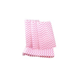 100 Qty 6" x 9" Decorative Flat Paper Gift Bags - Pink Chevron Pattern on White Kraft Bags - for Sales/Treats/Parties Cookies/Gifts - N'icePackaging