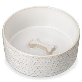 MALACASA Ceramic Dog Food Bowl, 6 Cups or 54 oz Dog Food Water Dish for Large Breeds, Pet Bowl Dishwasher & Microwave Safe, Honeycomb, Series Lydia