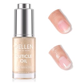 Gellen Organic Nail Cuticle Oil for Nails Growth and Strength, Jasmine Scent, 15ml Fingernail Nourishing Oil for Hydrating, Moisturizing, Strengthening, Gold Shimmer