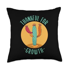 Thankful for Every Spike Thanksgiving Cactus Plant Lover Throw Pillow