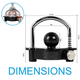 supeacce Black Trailer Hitch Lock with Combination Lock, fit 1-7/8", 2", 2-5/16" Coupler, Camper Accessories, for Trailer Truck RV SUV Boat