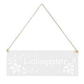 levandeo Sign Lieblingsplatz 25 x 9 cm Outdoor Garden Decoration White Flowers Metal Door Sign Wall Picture Outdoor Decoration