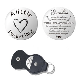 Sudaporn Pocket Hug Token for Women - Grandma Retirement Engraved Leather Keychain Memorial Gift