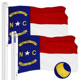 G128 2 Pack: North Carolina State Flag | 6x10 Ft | ToughWeave Series Embroidered 600D Polyester | Embroidered Design, Indoor/Outdoor, Brass Grommets