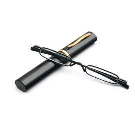 [REAVEE] 老眼鏡 ミニサイズメタルフレーム ポケット 携帯用 ケース付け 超軽量TR90フレーム 男女兼用 おしゃれ 度数 「+1.0」 ブラック