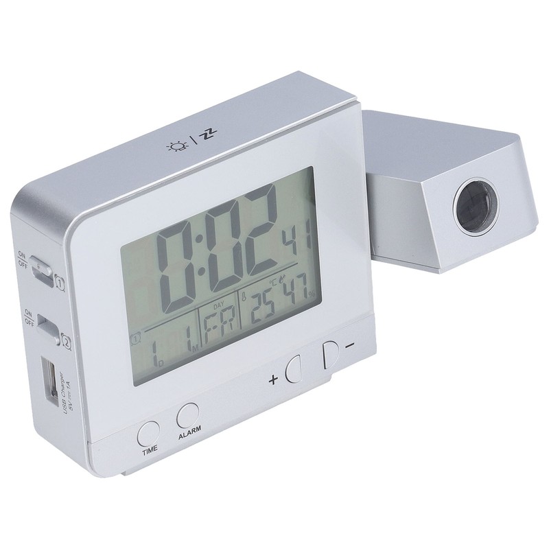 Projection Alarm Clock Backlit LED USB Charging Multifunctional Clock with