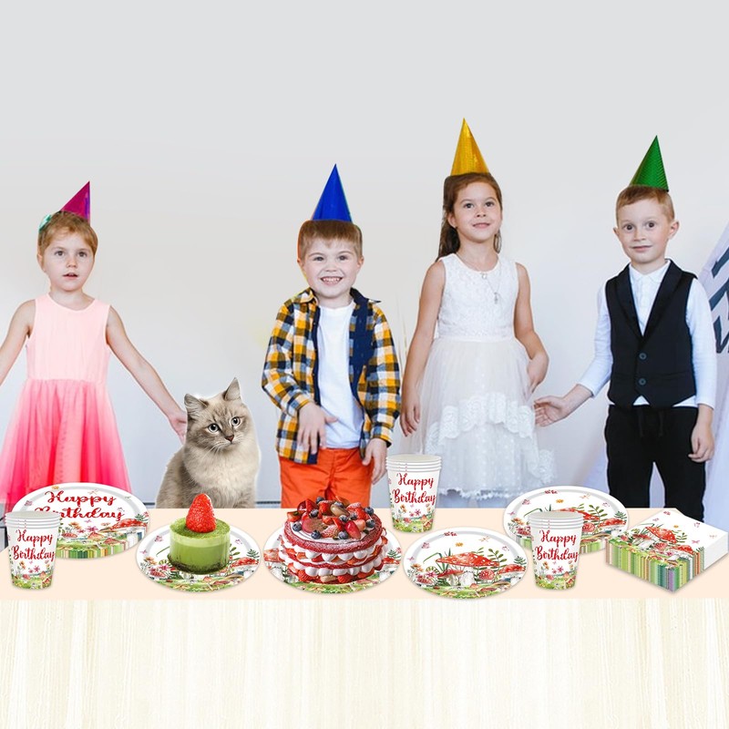 SKTMH 80Pcs Mushroom Birthday Party Supplies Forest Birthday Decorations Tableware